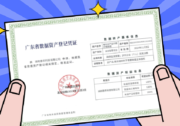 行業首張！惠農網獲頒廣數所《數據資產登記憑證》